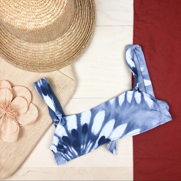 aerie Other - NEW Aerie Scoop Bikini Top Tie Dye Blue and White